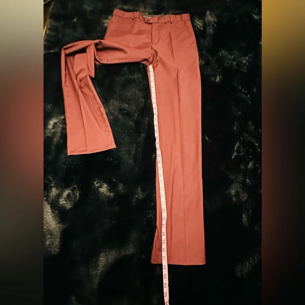 Perry Ellis Boys Burgundy 3-Piece Suit Size 20 Blazer Vest Pants Formal Wedding